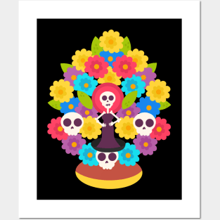 Halloween Tree of Life With Skulls Posters and Art